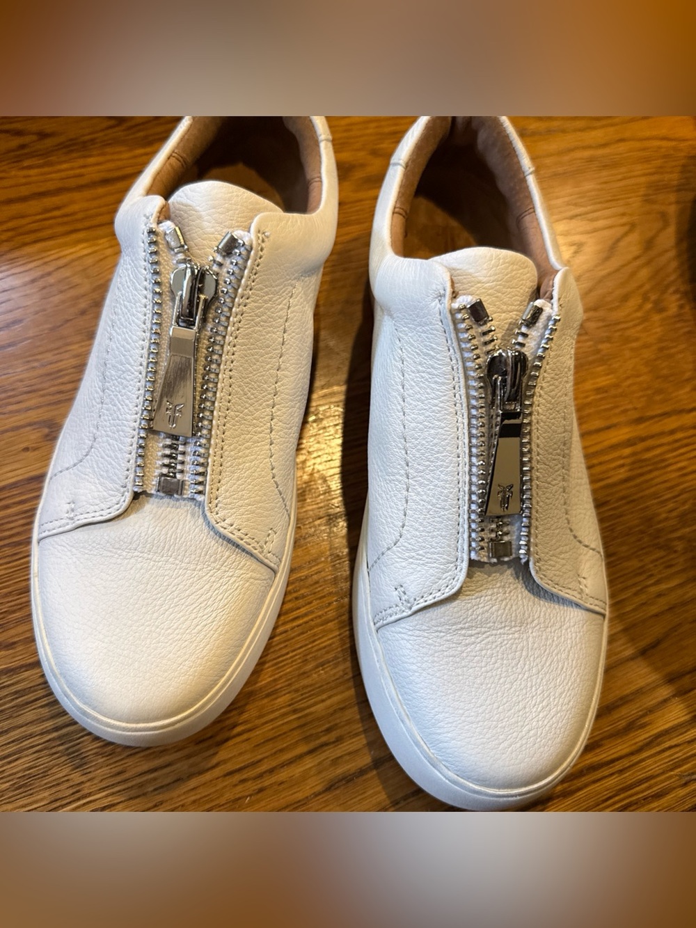 Frye Lena White Leather Zip-Front Women’s Sneakers Sz 7.5